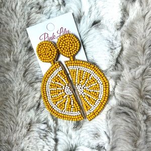 Pink Lily Lemon Beaded Earrings